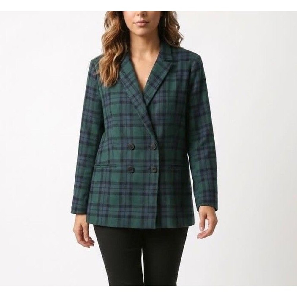 Saint And Sofia Cambridge Blazer Size 16 Plaid Double Breasted